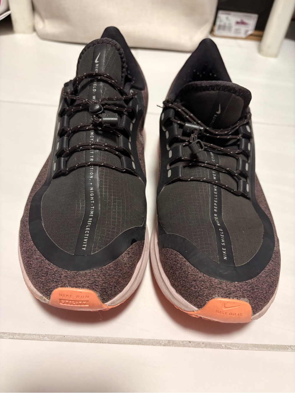 Nike Black and Coral Running Sneakers with White Logo